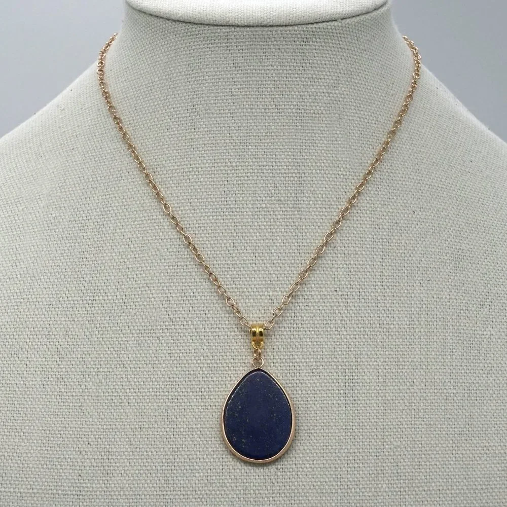 Genuine Lapis stone with link style chain. - Picture 1 of 4